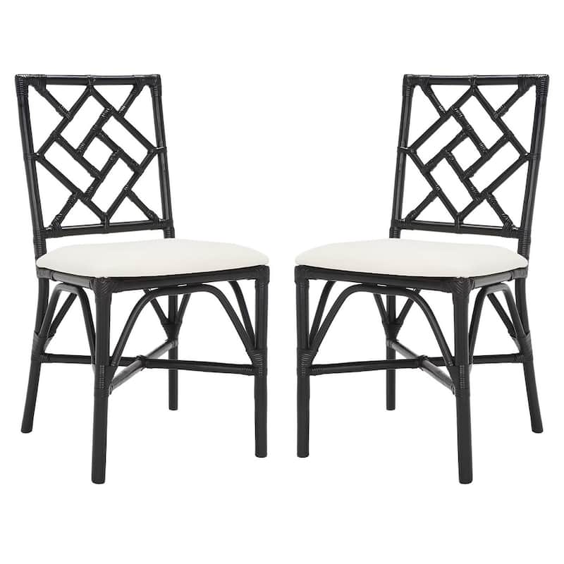 SAFAVIEH Maye Rattan Accent Chair with Cushion (Set of 2) - 18.5" W x 20.9" L x 35.8" H - 19Wx21Dx36H