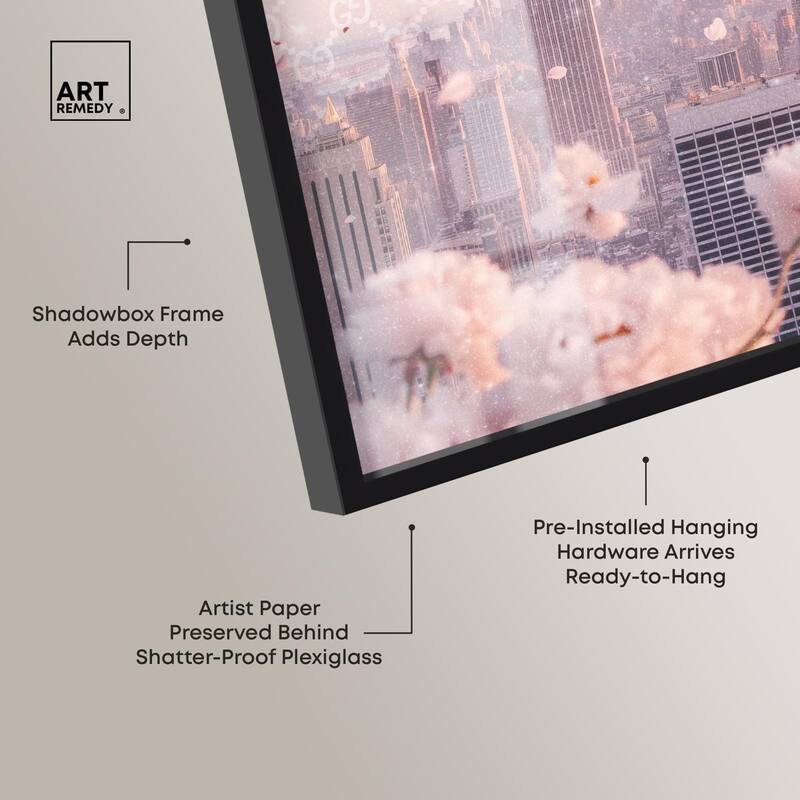 Raining Petals in NYC Shadowbox by Art Remedy