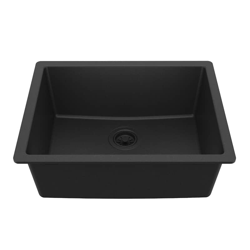Karran Undermount 24.38 in Single Bowl Quartz Kitchen Sink - Black