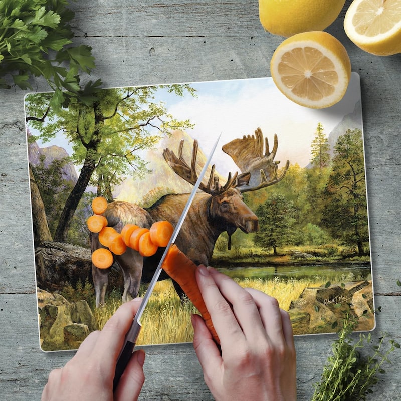 Tranquil Moose 3mm Heat Tolerant Tempered Glass Cutting Board 10” x 8” Made in the USA Dishwasher Safe