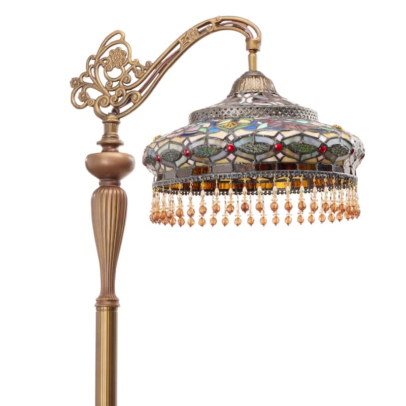 Parisian River of Goods Multi-Color Stained Glass Shade 59-Inch Floor Lamp - 17.5" x 12" x 59"