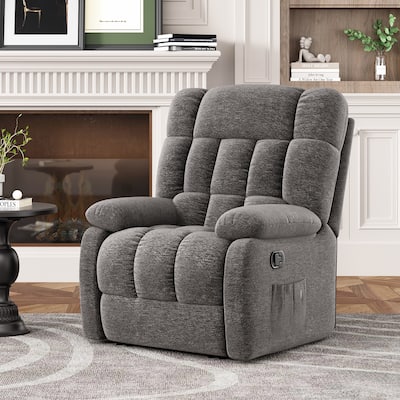 Upholstered Rocker Recliner Chair with Side Pocket,Ergonomic 110°-160°Adjustable Reclining Chairs,Sofa Chair with Footrest