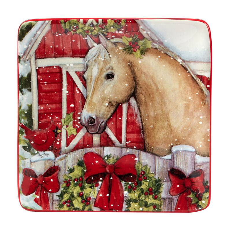 Certified International Homestead Christmas 6" Canape/Luncheon/Snack Plates, Set of 4