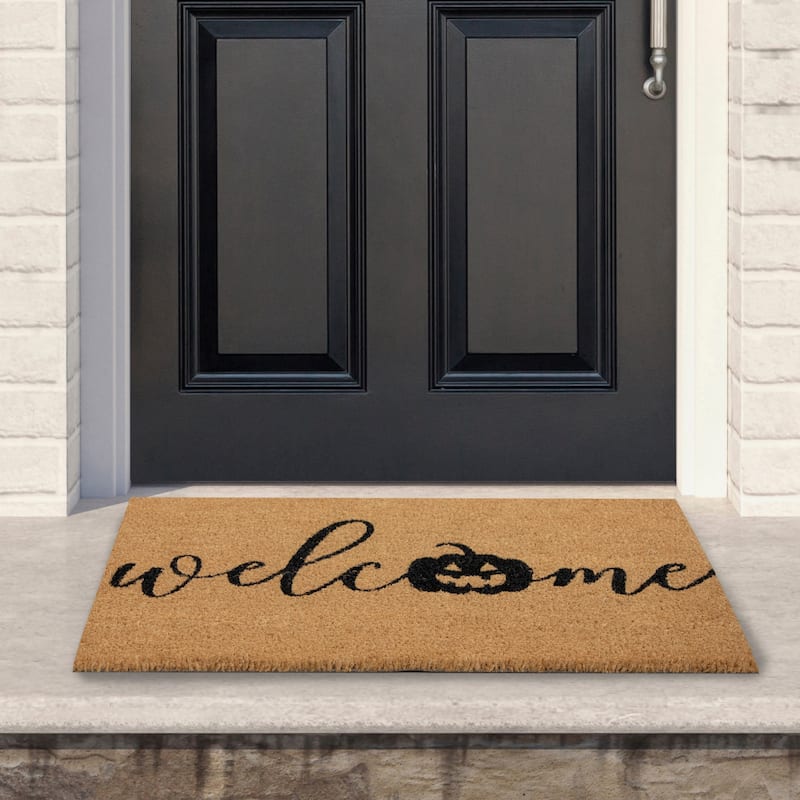 Natural Coir Pumpkin "Welcome" Halloween Doormat 18" x 30" - 30