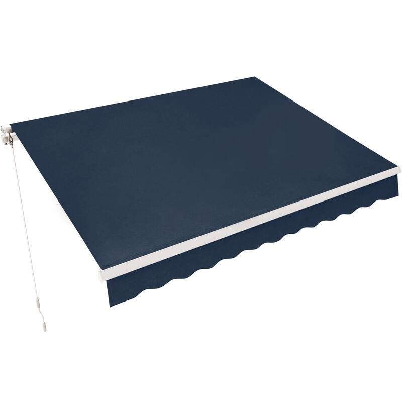 MCombo13x8Feet Manual Retractable Patio Door Window Awning Sunshade Shelter Outdoor Canopy - Blue