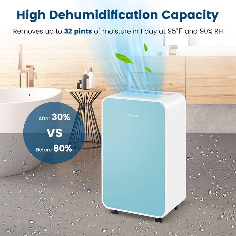 Costway Dehumidifier for Home Basement 32 Pints/Day 3 Modes Portable - See Details