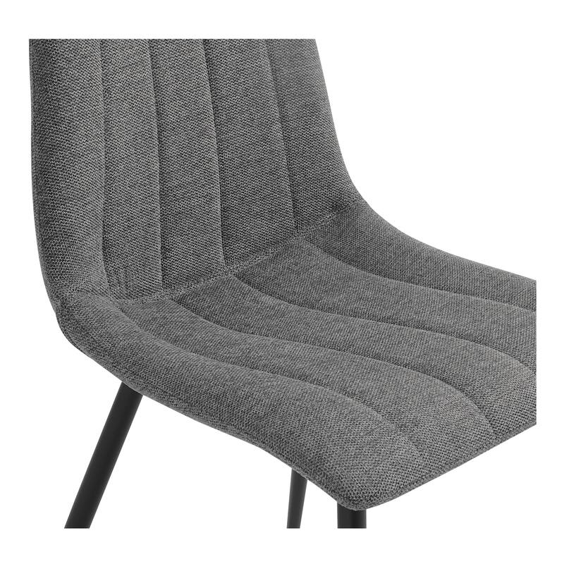 NADAAL STUDIOS Florian Dining Chair, Performance Fabric Upholstery, Vertical Stitching, Dark Grey - Set of 2
