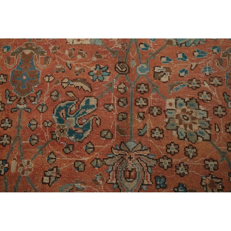 Distressed Tabriz Persian Vintage Rug Hand-Knotted Wool Carpet - 6'7" x 9'8"