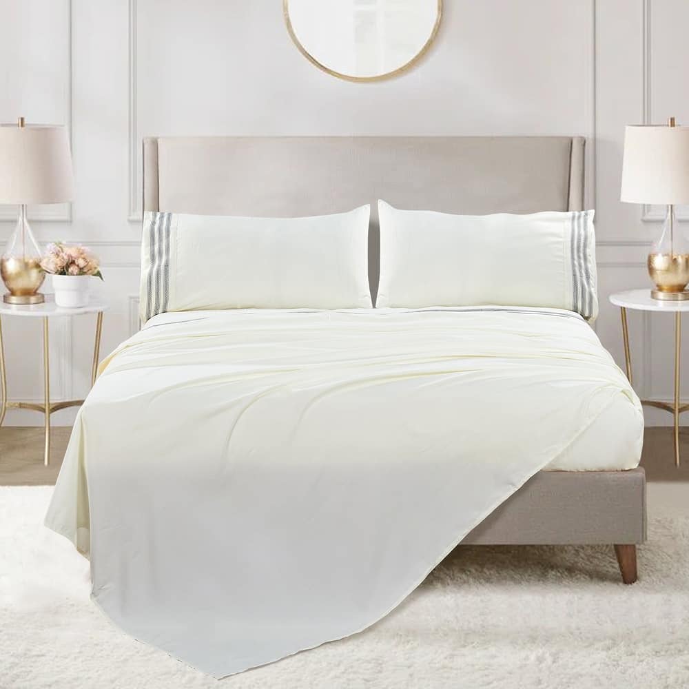 Serenta 4-piece Luxury Embroidered Bed Sheet Set