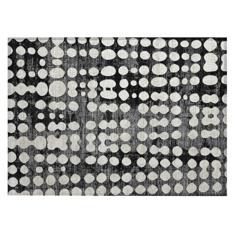 Machine Washable Indoor/ Outdoor Chantille Abstract Dots Rug