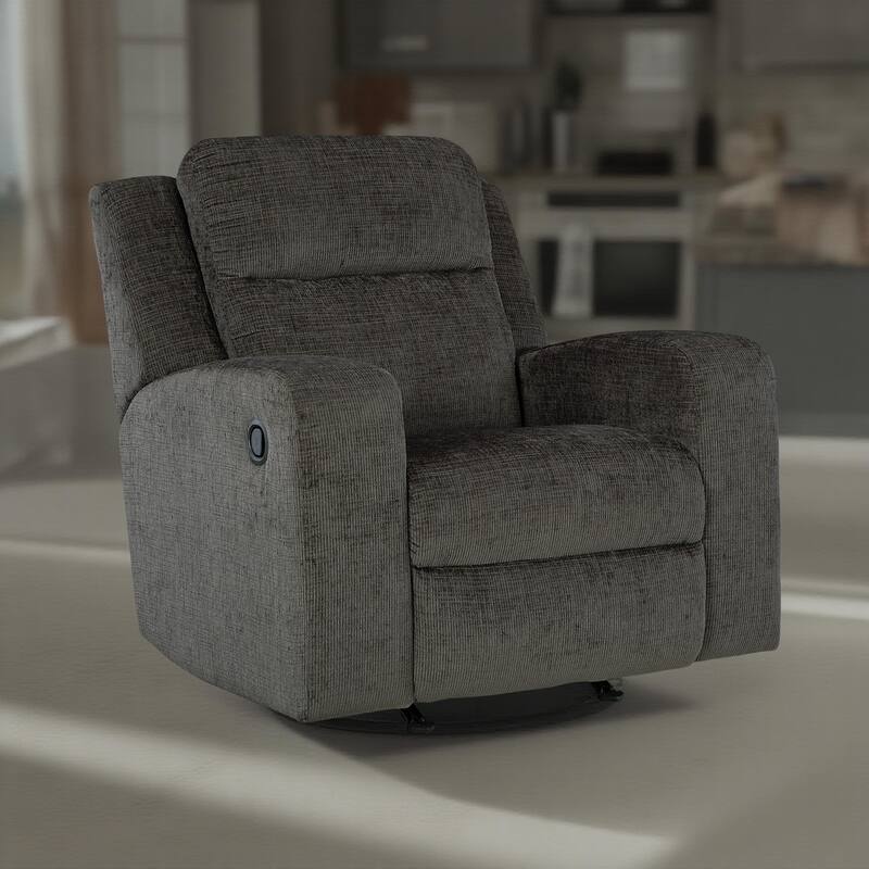 Damon Manual Rocker Recliner Chair, Plush Soft Dark Gray Polyester