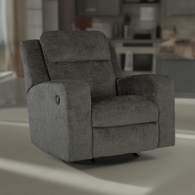 Damon Manual Rocker Recliner Chair, Plush Soft Dark Gray Polyester