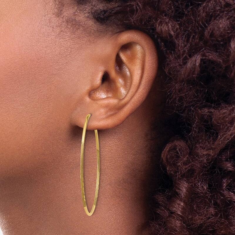Curata 14k Yellow Gold Sparkle Cut Endless Hoop Earrings - 46x46mm