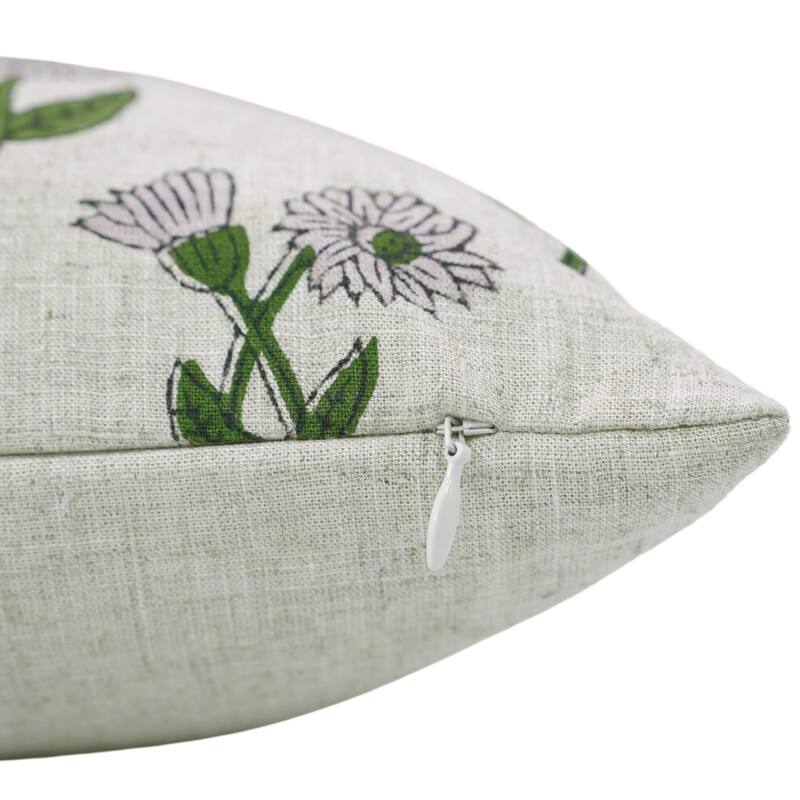 Fabdivine Handcrafted Floral Pillow Cover Viscsoe Linen Square, Kirti