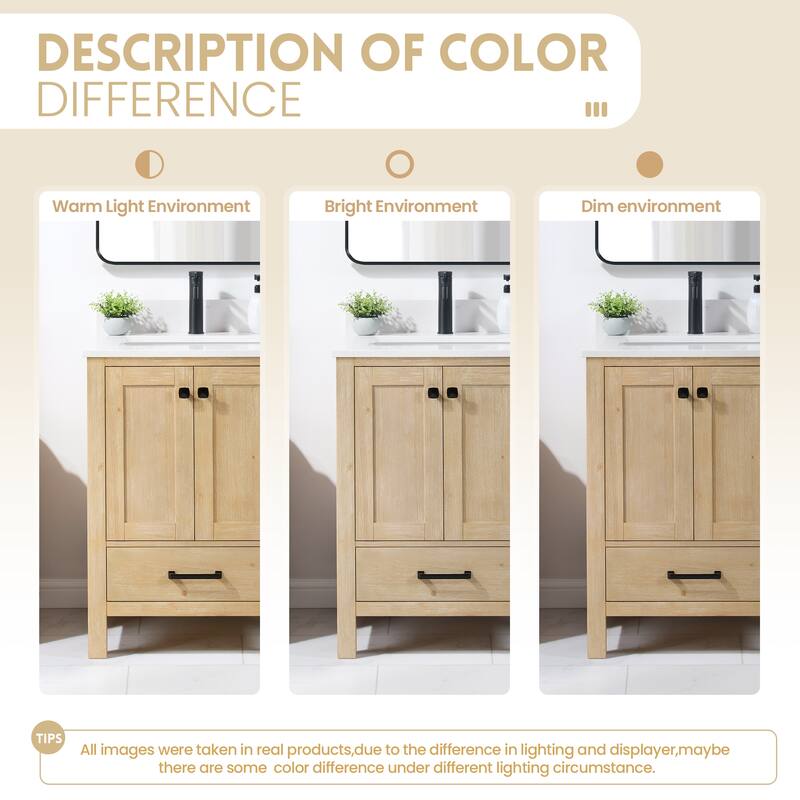 Shannon Bath Vanity with Composite Stone Countertop without Mirror
