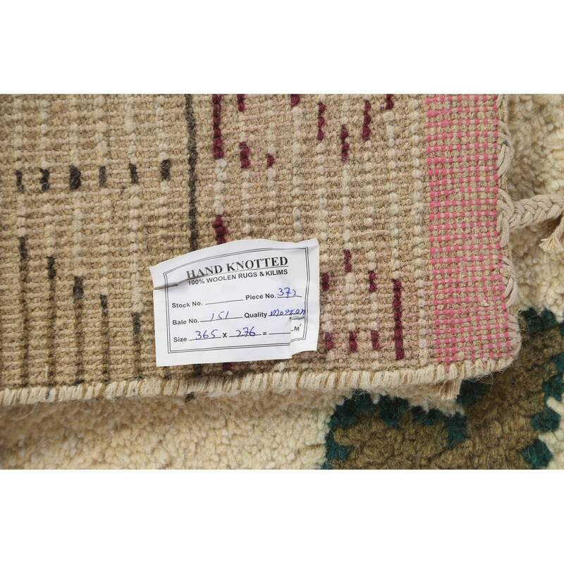 Geometric Moroccan Oriental Area Rug Wool Handmade Dining Room Carpet - 9'0" x 12'4"