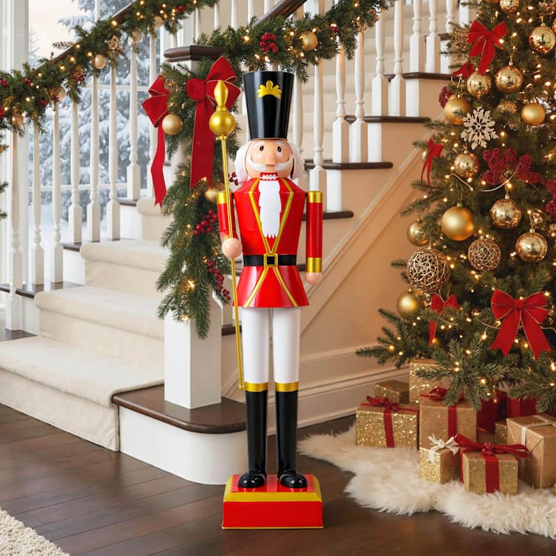 Costway 4’ Christmas Nutcracker with High Hat & Beautiful Scepter, - See Details