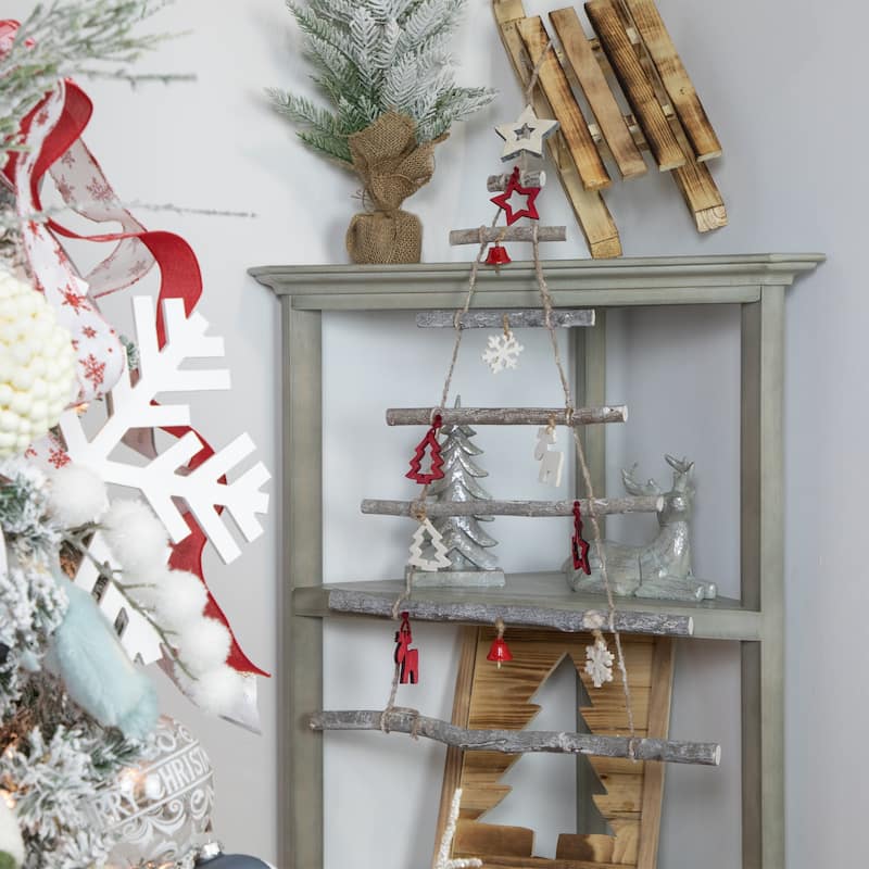27" Wood Twig Tree Wall Hanging with Ornaments