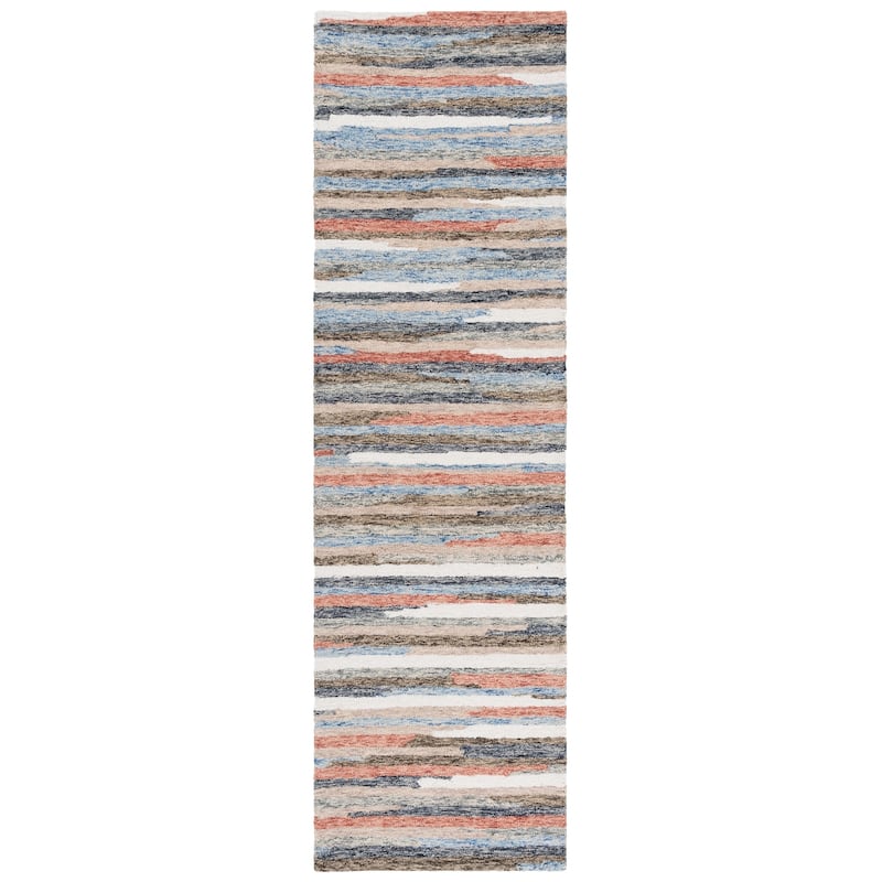 SAFAVIEH Handmade Ebony Liisa Wool Rug - Rust/Beige - 2'3" x 8' Runner