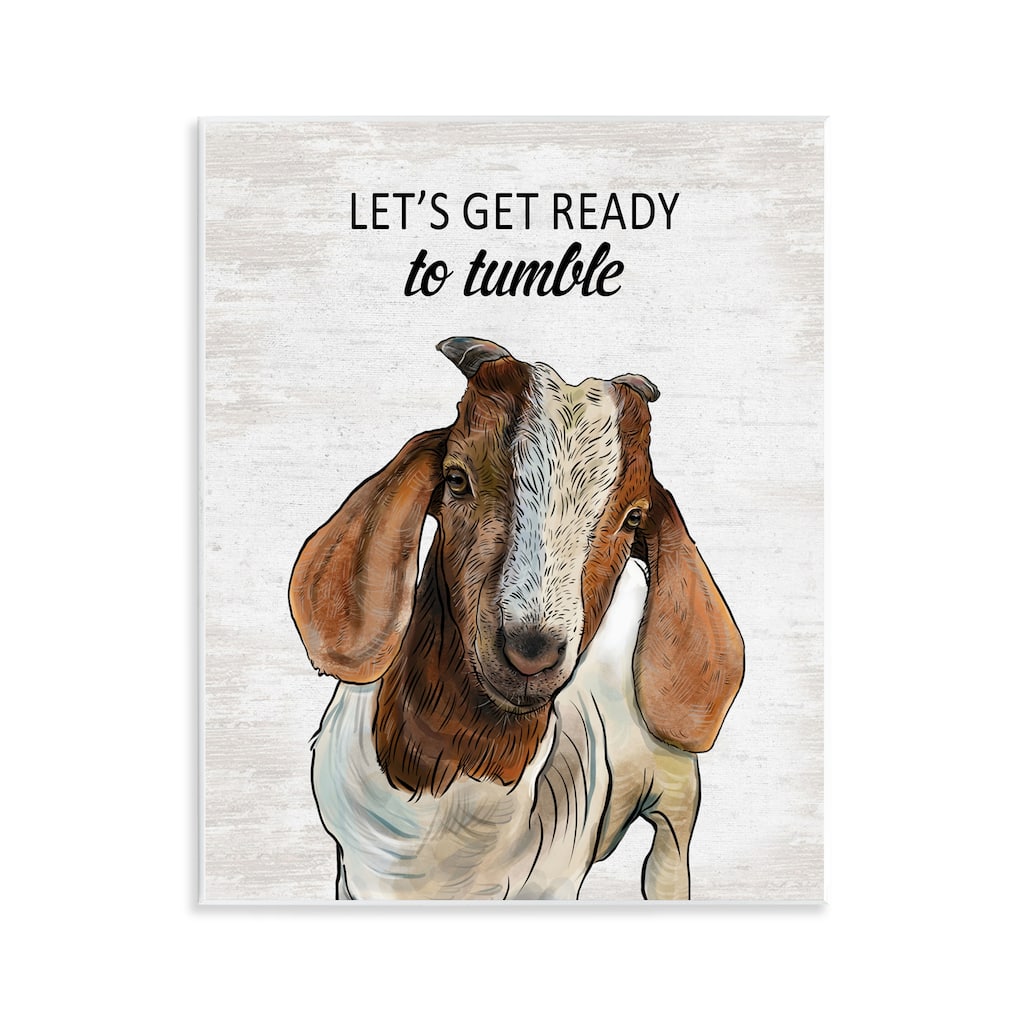 Stupell Ready To Tumble Laundry Goat Wall Plaque Art Design By Lettered and Lined