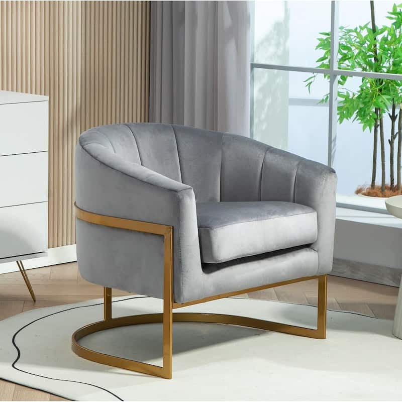 Modern Accent Armchair Luxury Gold Frame and Multi-colored Velvet Material Infuse Elegant Flair