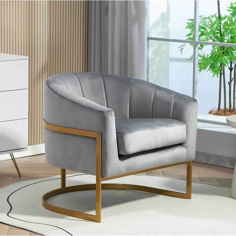 US Pride Furniture Modern Accent Armchair Luxury Gold Frame and Multi-colored Velvet Material Infuse Elegant Flair