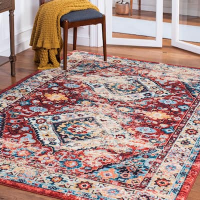 SAFAVIEH Riviera Machine Washable Slip Resistant Vertie Oriental Rug - 7'9" x 10'