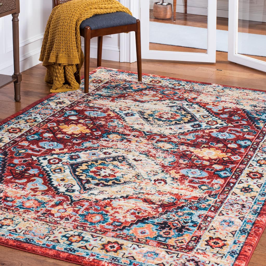 SAFAVIEH Riviera Machine Washable Slip Resistant Vertie Oriental Rug - 5'5" x 7'7"