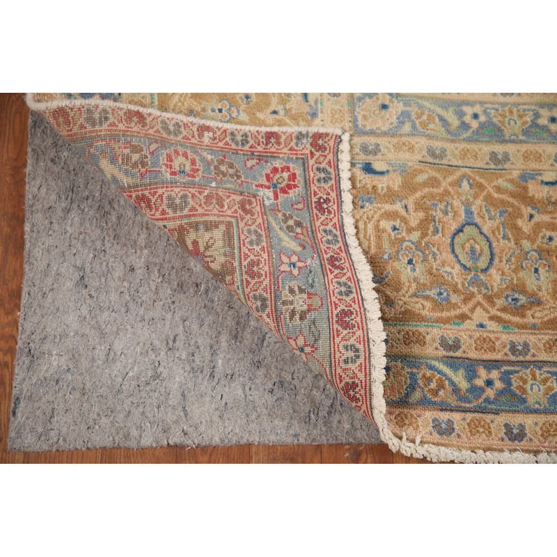 Hand Knotted Oriental 100% Wool Carpet Traditional Floral Coral Mashad Area Rug - 12' 5'' X 9' 3''