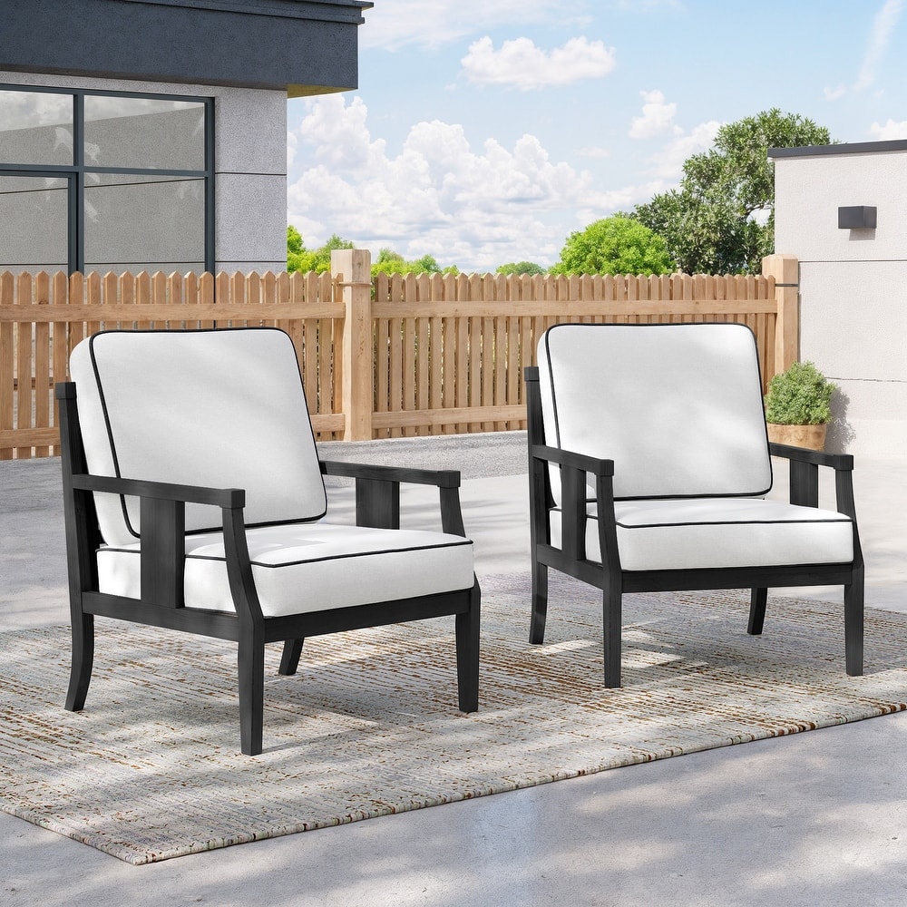 2 Set Outdoor Patio Club Chair with Cushion Patio Arm Lounge Chair
