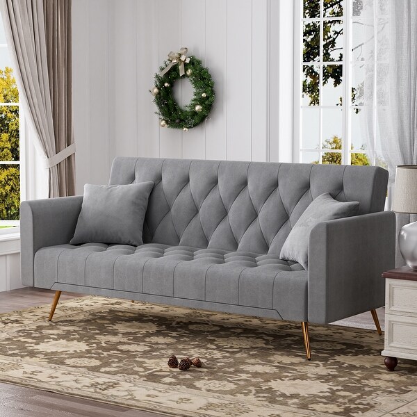 Tufted futon couch discount