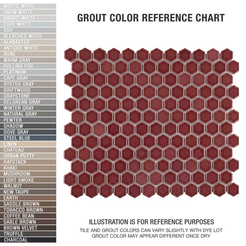 Merola Tile Tribeca 1" Hex Glossy Rusty Red 10-1/4" x 11-7/8" Porcelain Mosaic Floor and Wall Tile