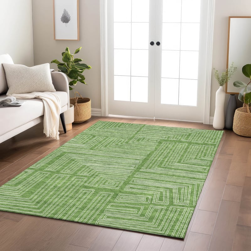 Machine Washable Indoor/ Outdoor Contemporary Stack Chantille Rug