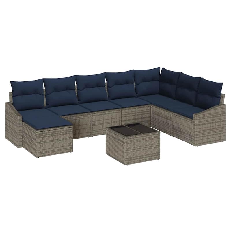 vidaXL 9 Piece Garden Sofa Set with Cushions - 113.6×70.3×46.1