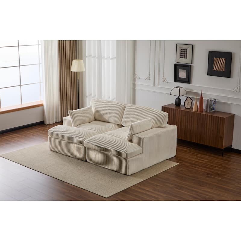 Double Chaise Lounge Chair Indoor,Oversized Upholstered Sleeper Cloud Couch,Deep Seat Sofa Bed,Corduroy Reading Chair Required