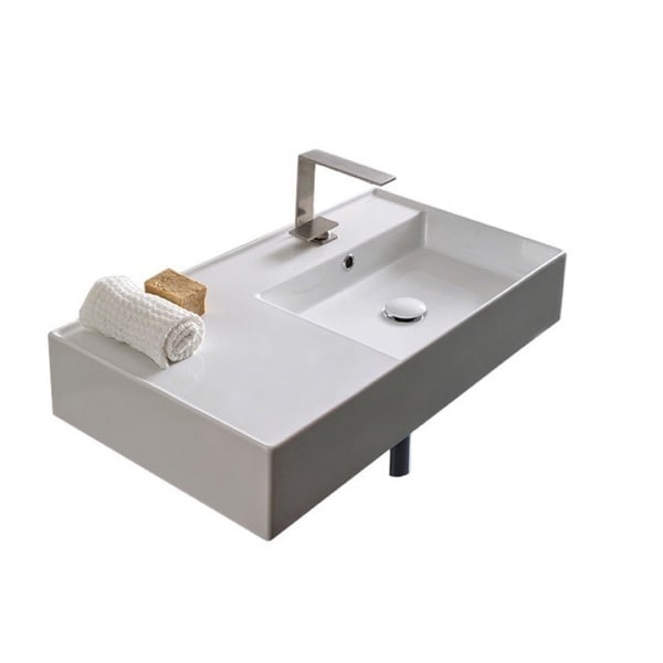 Nameeks Scarabeo 5118 Scarabeo Teorema 2.0 32" Rectangular Ceramic Vessel or Wall Mounted Bathroom Sink with Overflow