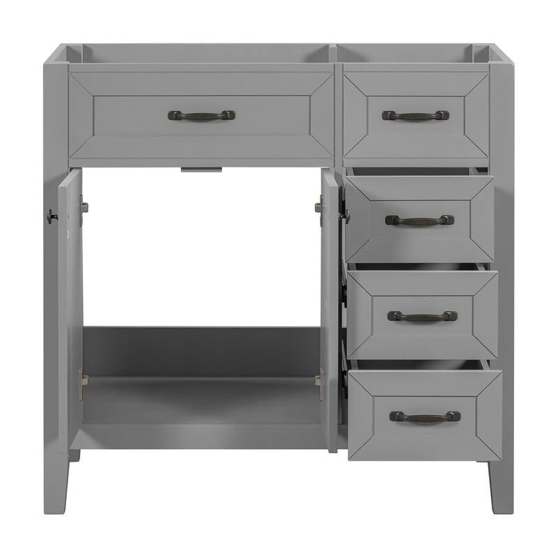 36" Bathroom Vanity without Sink, Cabinet Base Only, Bathroom Cabinet with Drawers, Solid Frame and MDF Board