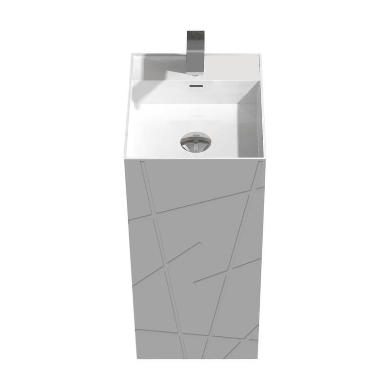 Springhill Collection Pedestal, Elegant Square Shaped Pedestal Sink, Centerset Faucet Hole, Solid Surface