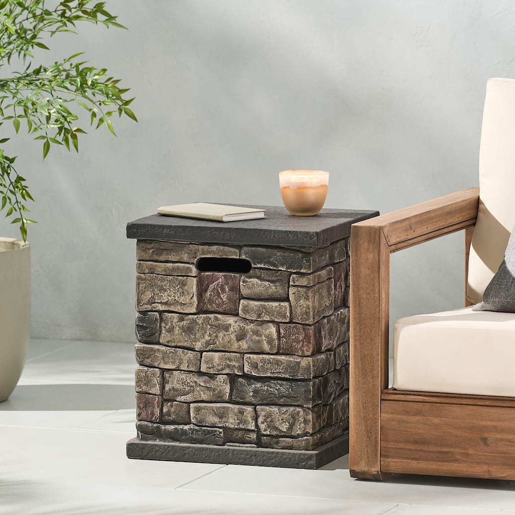 Chesney Outdoor Lightweight Concrete Tank Holder Side Table by Christopher Knight Home