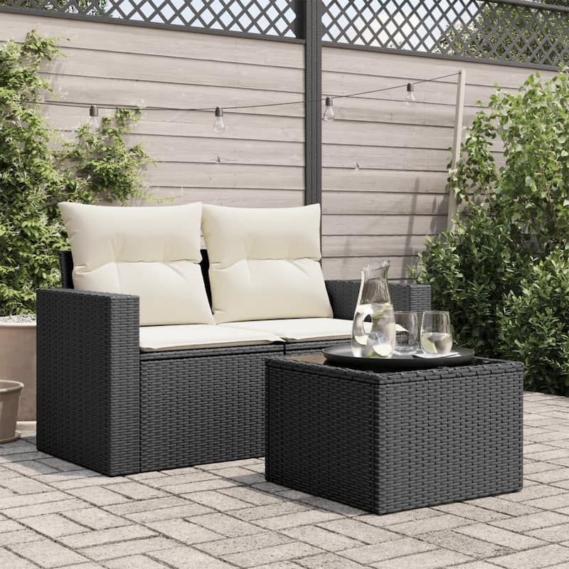 vidaXL Patio Table Outdoor Garden Firniture Side Tea Coffee Table Poly Rattan - 21.7 x 21.7 x 14.6 in