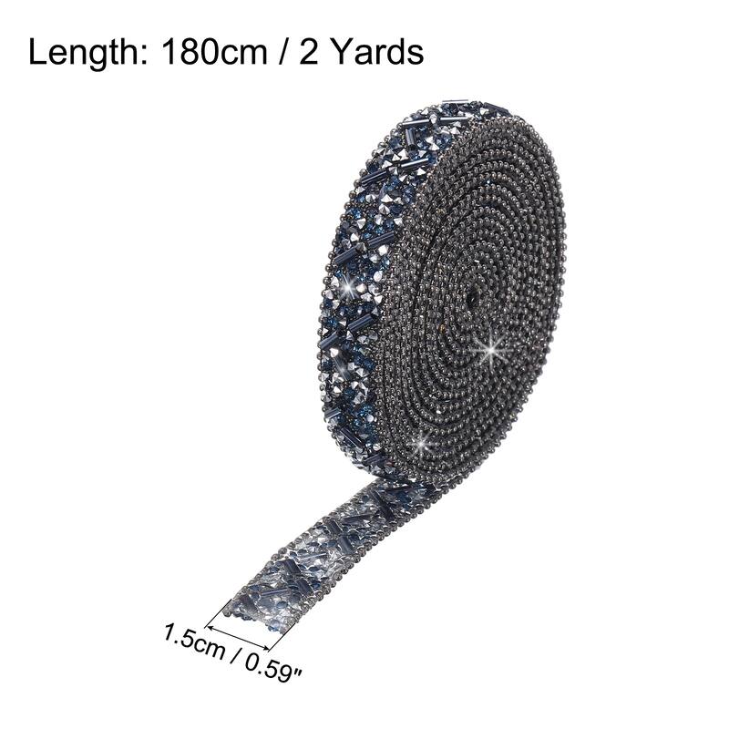 2 Yard 13mm Crystal Rhinestone Diamond Hotfix Ribbon - Blue