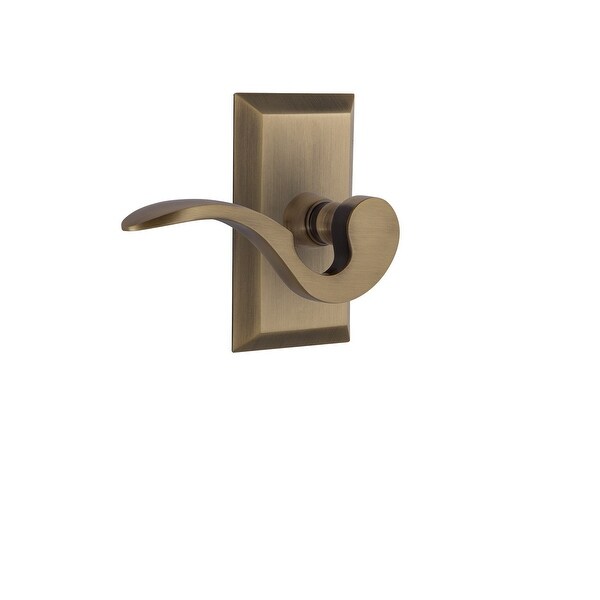 Nostalgic Warehouse STUMAN_PSG_234_NK_LH Manor Passage Door Lever Set with Studio Rose for 2-3/4" Backset Doors