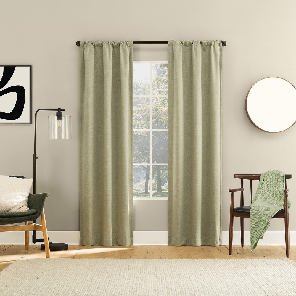Sun Zero Prescott 2-Piece Herringbone Magnetic Closure Total Blackout Rod Pocket Curtain Panel Pair