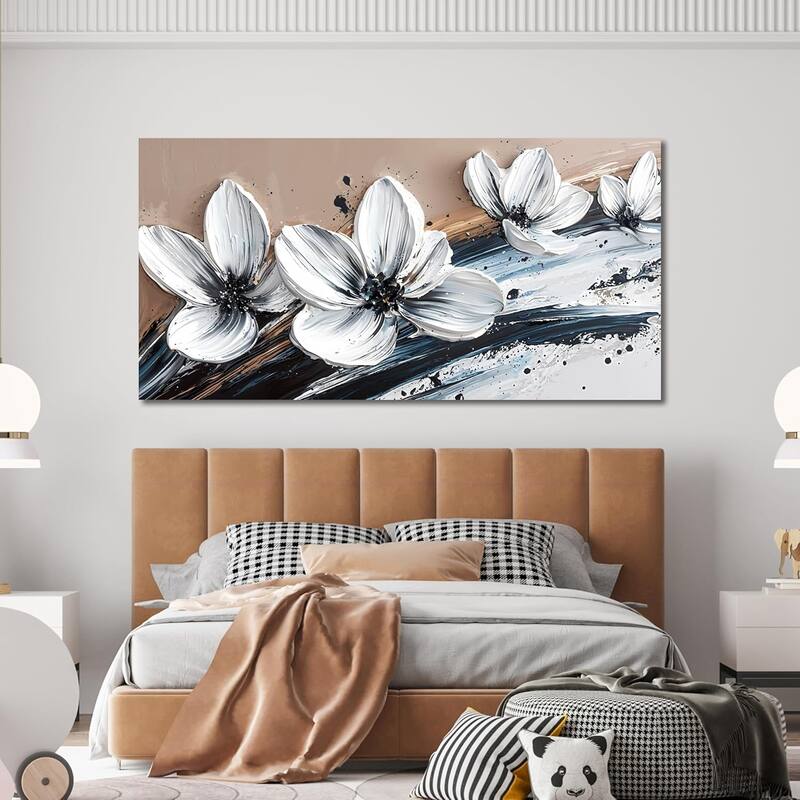 Black and White Wall Art Prints Floral Wall Art Decor Artwork