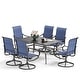preview thumbnail 13 of 16, MAISON ARTS Outdoor Dining Set, 6 Patio Swivel Chairs and 60"x 38" Rectangule Dining Table with Umbrella Hole