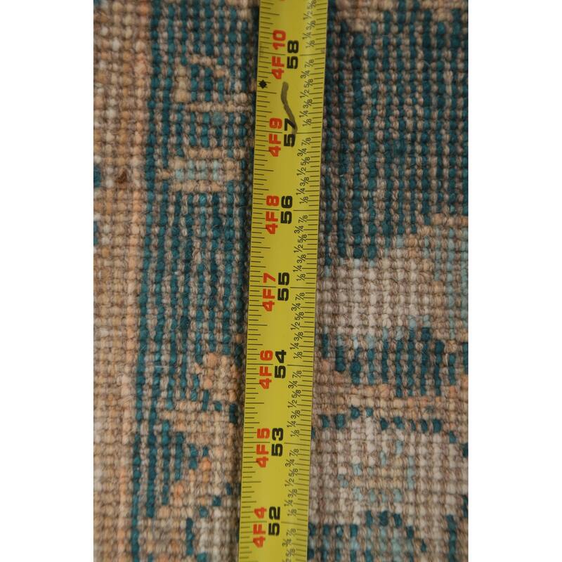 Hand Knotted Oriental 100% Wool Carpet Transitional Geometric Peach Oushak Area Rug - 2' 11'' X 2' 1''