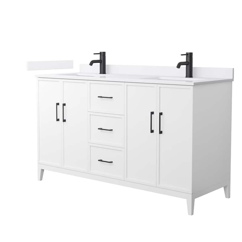 Wyndham Collection WCH717160D-VCA-UNSMXX Elan 60" Free Standing Double - White / White Cultured Marble Top / Matte Black - Painted