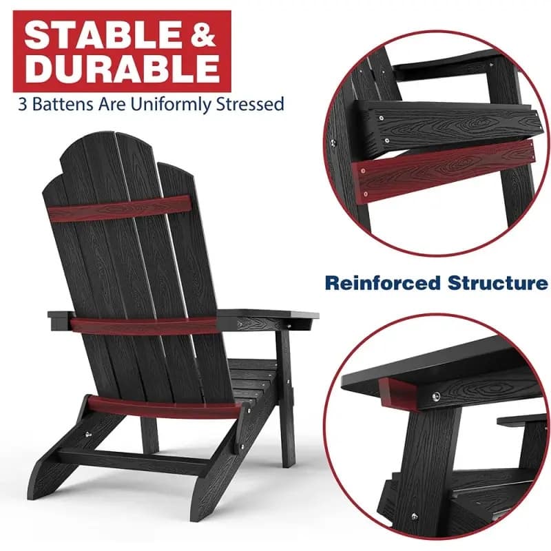 WINSOON All Weather HIPS Outdoor Folding Adirondack Chairs Outdoor Chairs Set of 4