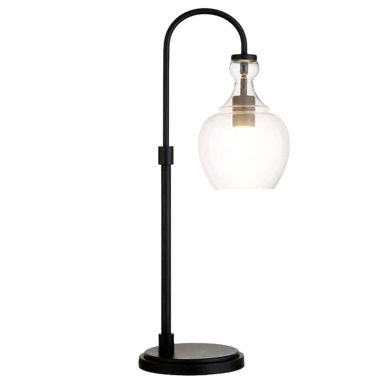 Metal Arched Table Lamp with Clear Glass Dome and LED Bulb - 8” x 11” x 27” (D x W x H)