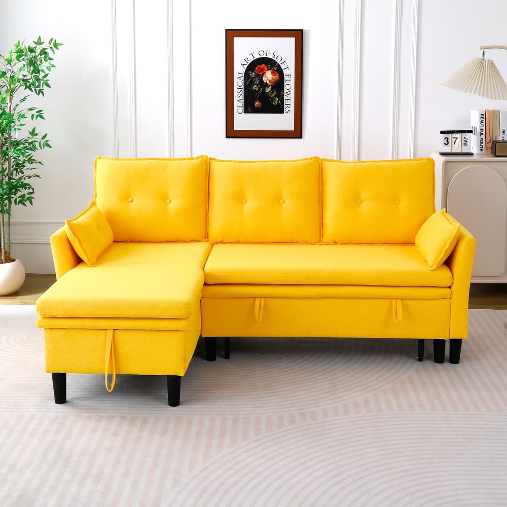 L-shaped Reversible Chaise Sectional Sofa with Storage and Side Pocket